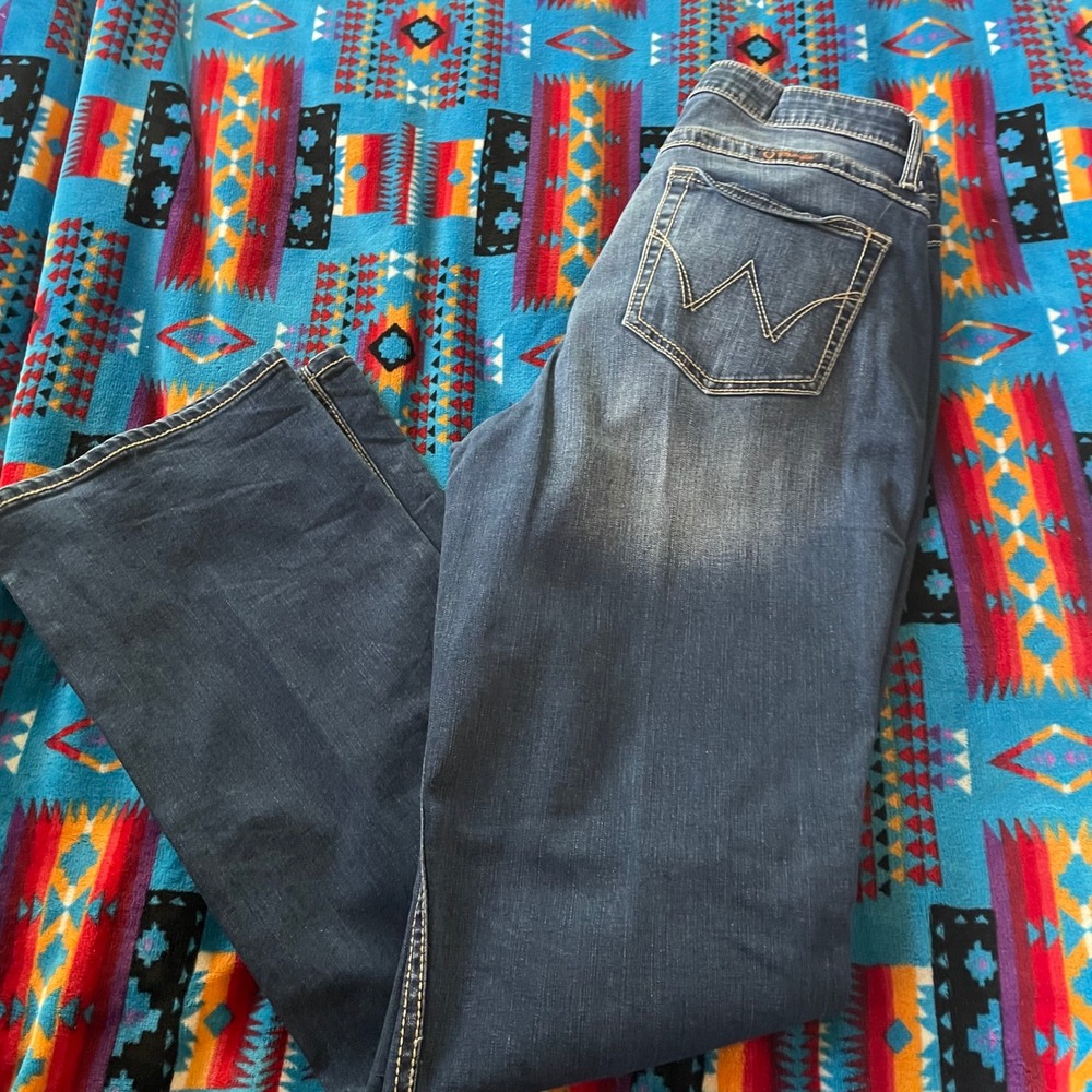 Wrangler Q Baby Women's Bootcut Jeans Blue Denim Sz 11 12 x 34 No Gap Waistband‎